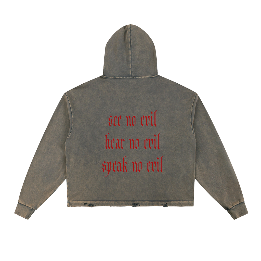 No evil Frayed-Hem Hoodie