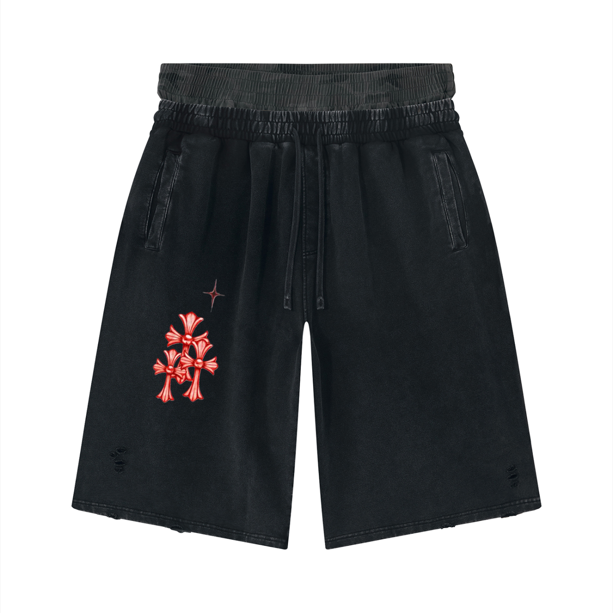 Star gazing Wash Distressed Wide Leg Shorts
