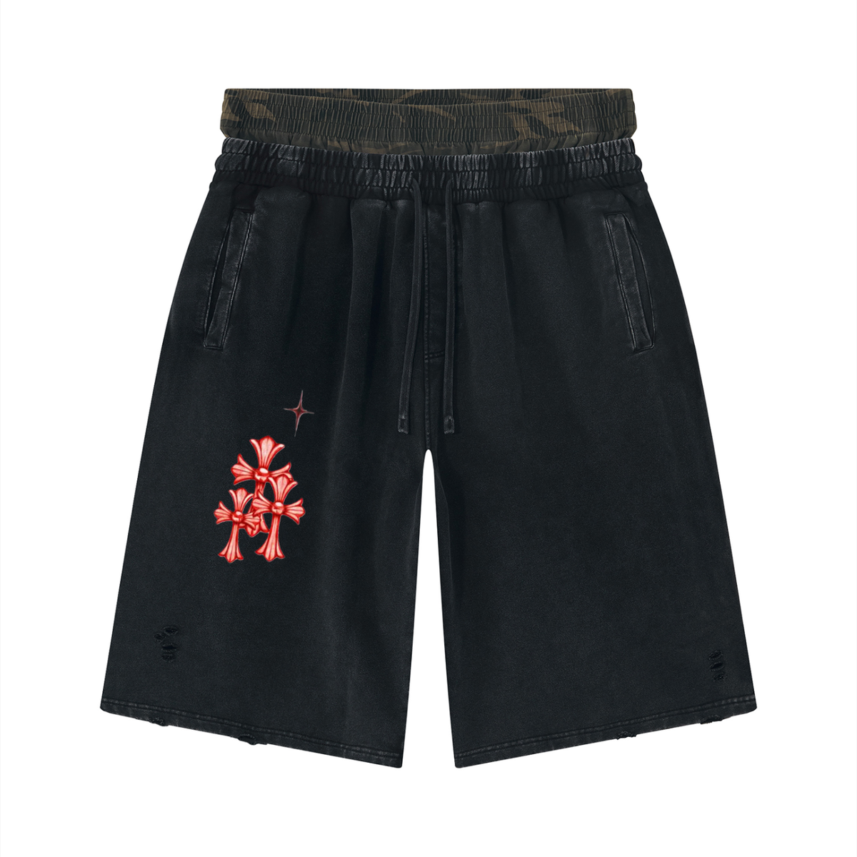 Star gazing Wash Distressed Wide Leg Shorts