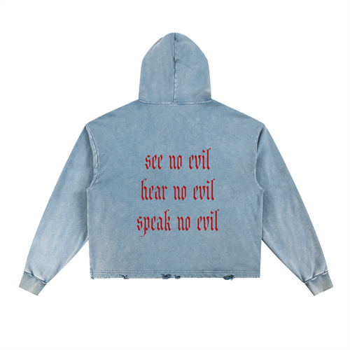 No evil Frayed-Hem Hoodie